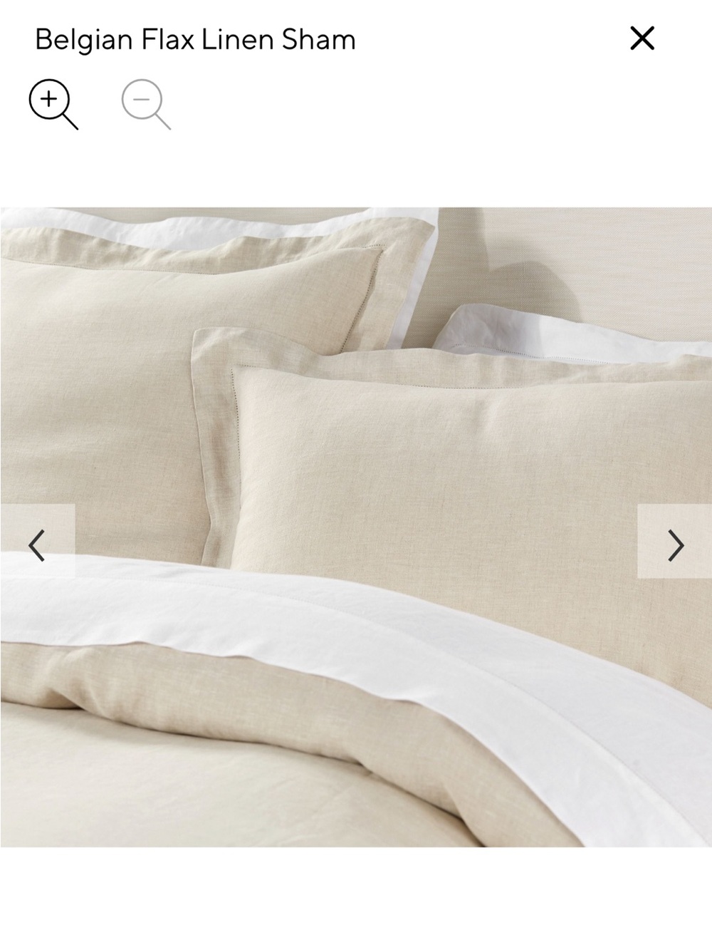 NWT, Pottery Barn, SET OF 2, Belgian Flax Linen Sham, KING, Flax color